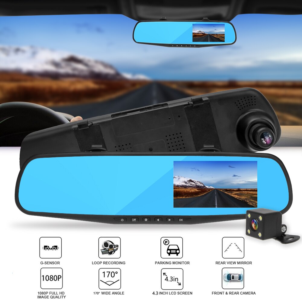 Rear View Mirror Dash Cam with Back Camera